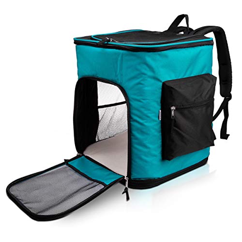 Navaris Rucksack für Hund Katze gepolstert - Hunderucksack Katzenrucksack mit Bauchgurt - 41x34,5x43cm Haustier Backpack faltbar - Traglast bis 12kg