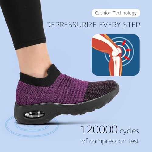Image of HKR Women's Walking Shoes with Arch Support Lightweight Slip On Sneakers for Plantar Fasciitis