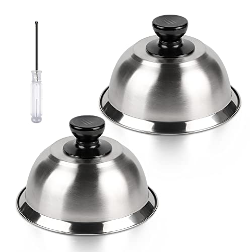 CPROSP 2X Campanas para Hamburguesas de Acero Inoxidable 16 * 9 cm, Tapa para Hamburguesas con 1 Mini Destornillador