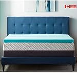ViscoLogic Cooling Gel-Infused Thick Memory Foam Bed Mattress Topper Pad, Queen