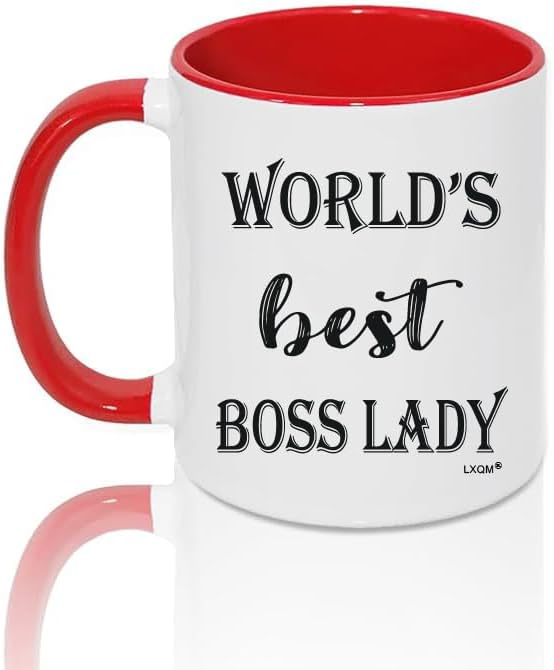World’s Best Boss Lady Coffee Mug, Funny Office Tea Cup, Boss Gifts for Women, Birthday Christmas New Year Gifts Bosses Gift from Employee, Coworker, Friend 11oz Ceramic Novelty Mug (ladyred)
