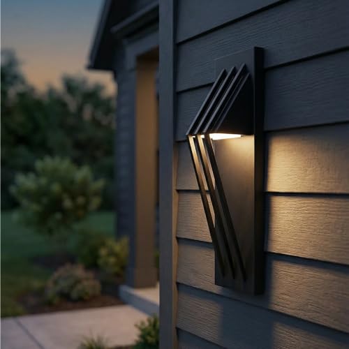 Image of Hyunbae Outdoor Wall Sconce,17.7inch Modern Exterior Lighting Fixture Waterproof, 10W Dimmable LED Outdoor Porch Lights for House Garage Patio, Black, 3000K