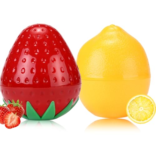 2Pcs Hand Cream for Dry Cracked Hands, Fruit Hand Lotion, Birthday Gifts for Women, Moisturizing Mini Hand Cream Travel Size, Bridesmaid Gifts, Nurse Gifts, Thank You Gifts (Strawberry&Lemon)