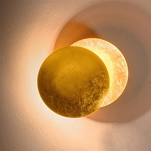 AoLa Moderne LED Wandleuchte 8W Gold Wandleuchte Mond Lampe Metall Warmweißes Licht Verstellbare Nachttischlampe Treppenlicht Dekorative Wandlampe für Wohnzimmer, Schlafzimmer, Flur