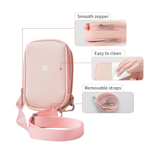 Image of HPRT Photo Printer Case Compatible with HPRT CP2100 Portable Photo Printer, Lightweight & Large Capacity for Consumable and Cable, Pink