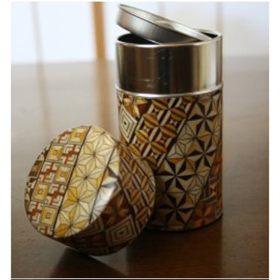 箱根寄木細工 茶筒 寄木細工 茶筒 無垢箱根 金指 かなざし 金指勝悦