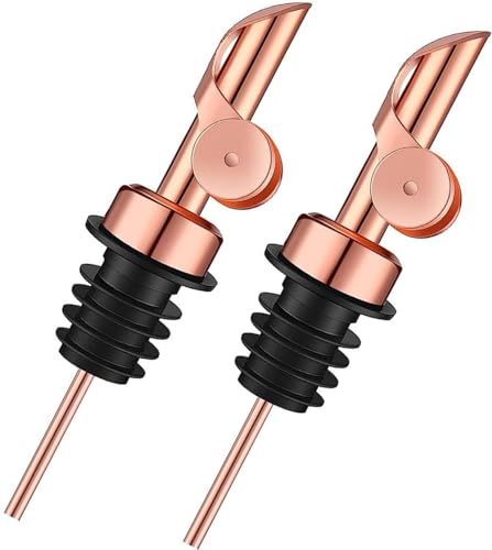 Pafusen 2 Packung Ölflasche Schnapsausgießer Olivenöl Spender Ausgießers Auto Flip Ausgießer für Schnapsflaschen Olivenöl Ausgießer Flaschenausgießer für Alkohol Wein Sirup Roségold