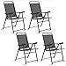 Giantex 4 Packs Folding Chairs Patio Sling Chairs Outdoor Portable Chairs Furniture Camping Pool Beach Deck Dining Chairs with Armrest