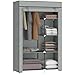 Produktbild HOMCOM Kleiderschrank Stoffschrank mit 6 Ablagen, Kleiderstange, Reißverschluss Faltschrank für, Ankleidezimmer Schlafzimmer, 103 x 43 x 162,5 cm, Hellgrau