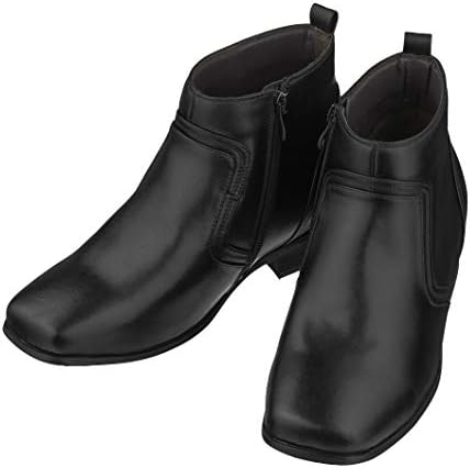CALTO Men's Invisible Height Increasing Elevator Shoes - Black Leather Zip-up Square-toe Ankle Boots - 3.2 Inches Taller - G99809 - Size 10 D(M) US | Image 3