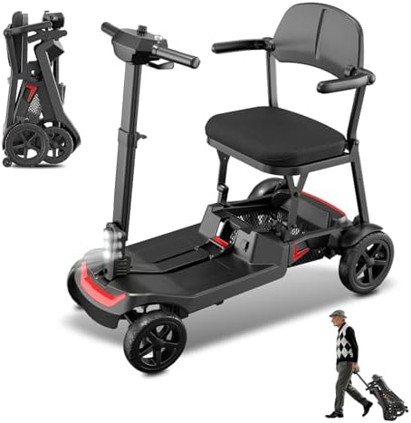ZIIVIE VS 985S Elektromobil Faltbar für Senioren, Ultraleicht Mobilitätsroller mit 270W Motor und 4 Rädern aus Aluminium, Seniorenmobil Elektromagnetische Bremsen, 120kg Tragkraft,