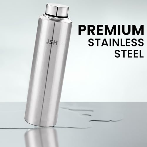 Image of JSH Stainless Steel Water Bottle 900ML Set of 2 Silver, 100% Leak Proof, Office Bottle, Gym Bottle, Home, Kitchen, Hiking, Treking Bottle, Travel Bottle