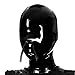 EXLATEX Latex Hood Mask Rubber Catsuit Gummi Blackout Hoods with Nose tubes Zipped Latex Mask (XL, Black-0.6mm)
