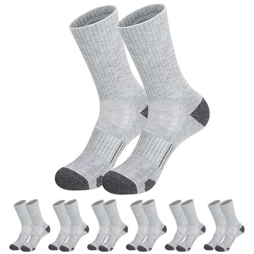 BEKKLPOU 6 Pcs Calcetines Deporte, Calcetines Antideslizantes, Calcetines Running, Transpirables Calcetines Yoga, Calcetines De Trabajo Unisex Para Uso Diario (Grises)