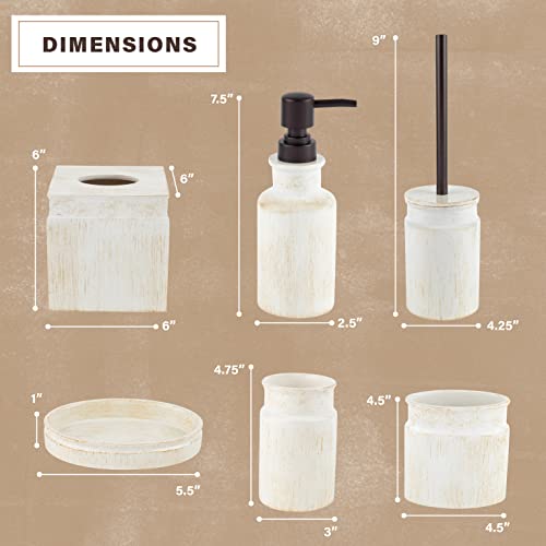 Image of Creative Scents Rustic Luxe Beige 6 Piece Bathroom Accessories Set