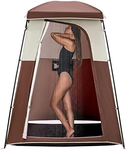 KingCamp Oversize Space Privacy Camping Outdoor Shower Enclosure Portable Shower Tent for Camping 1 Room Brown Changing Tent Dressing Room