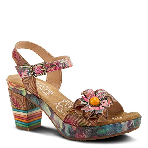 Image of L`Artiste Leilanie Hand-Painted Leather Platform Heel Sandal