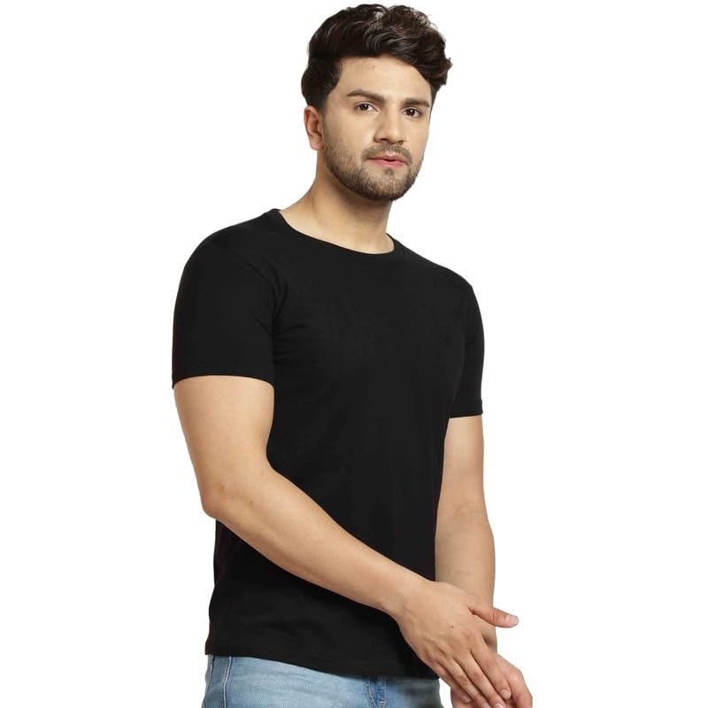 Image of London Hills Solid Cotton Blend Half Sleeve Regular Men Round Neck Tshirts | T Shirt For Man | Tshirt | Shirts Men | Tshirt For Man | T-shirt | T-shirts | Stylish | Gym Wear For Workout | MultiColored