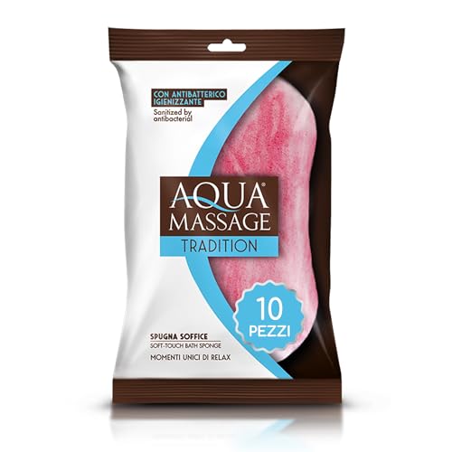 ARIX | 10 Spugne Corpo Soffice Con Trattamento Antibatterico, Spugna per Massaggio Relax della Linea Aqua Massage Tradition, Spugna Doccia e Bagno Rilassante - 10 Pezzi