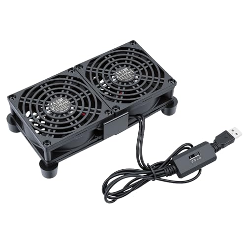 ELUTENG Ventilador de PC de doble fila de 80 mm, 5 V, silencioso, USB, con 3 velocidades ajustables, rejilla de plástico, ventilador de diseño para PS4/portátil/caja de TV, armario AV/router