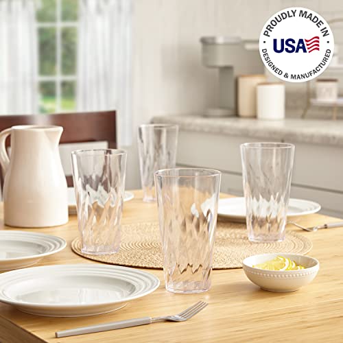 Us Acrylic Palmetto 20 Ounce Plastic Stackable Water Tumblers In Clear | Lightweight Value Set Of 16 Drinking Cups | Reusable, Bpa-Free, Made In The Usa, Top-Rack Dishwasher Safe #TOP1