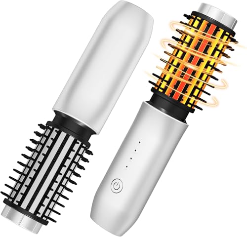 Cordless Curling Iron Brush,1.5-inch Mini Travel Curling Iron, 3-in-1 Portable
