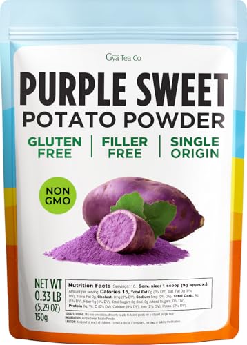 Gya Tea Co Purple Sweet Potato Powder 0.33 lb (5.29 oz), Natural Food Coloring & (Purple Yam) Ube Powder Alternative for Baking, Smoothies, Sourdough - Gluten Free, Non-GMO, Vegan, No Additives