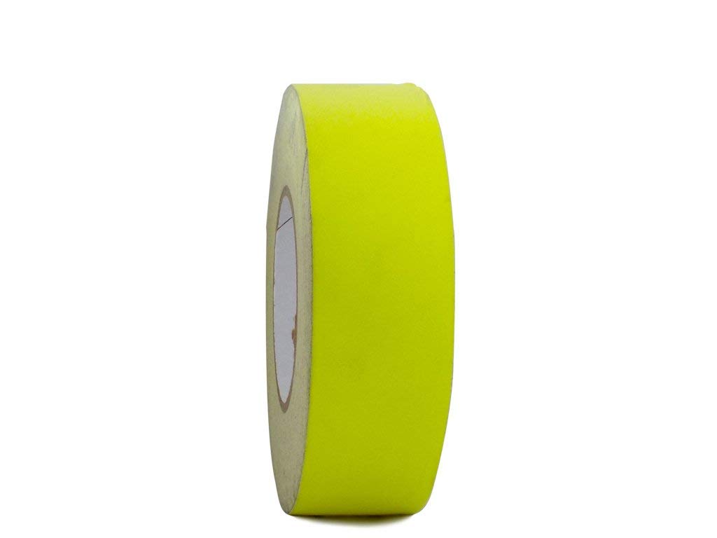 WOD GTMC12F Professional Grade Gaffer Tape, Fluorescent Yellow - 1/2 inch x 60 ft. No Sticky Residue, For Cables, Non Reflective, Easy to Tear, Gaff Cloth for Trade Shows, Concerts