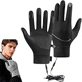 Heated Gloves, Winter Full Finger Hand Warmers for Adult, Inchargeable Heated Gloves for Skiing Cycling & Golf Hiking (Black, Medium)