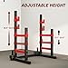 Soozier Adjustable Squat Rack, Multi-Functional Bench Press Rack, Heavy Duty Barbell Stand with Weight Plate Holders for Weight Lifting and Home Gym Strength Training, 660lbs Max Load, Red