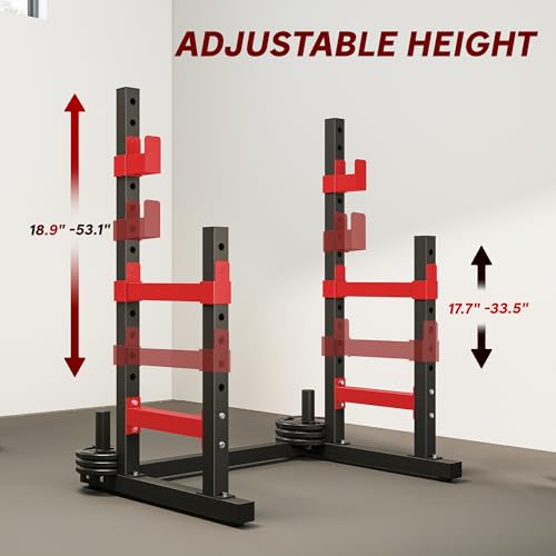 Image of Soozier Adjustable Squat Rack, Multi-Functional Bench Press Rack, Heavy Duty Steel Barbell Stand with Weight Plate Holders for Weight Lifting and Home Gym Strength Training, 660lbs Max Load