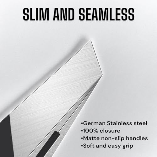 Professional-Tweezers-Slant-Durable-Lightweight-German-Stainless-Steel-Ultra-Precision-Tweezers-for-Eyebrows-Facial-Hair-Chin-and-Ingrown-Hair-Removal-Matte-Black