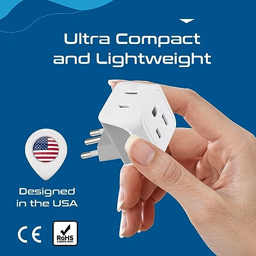 Image of Switzerland Travel Adapter Plug by Ceptics with Dual USA Input - Power - Type J (3 Pack) - Ultra Compact - Safe Grounded Perfect for Cell Phones, Laptops, Camera Chargers and More (CT-11A)