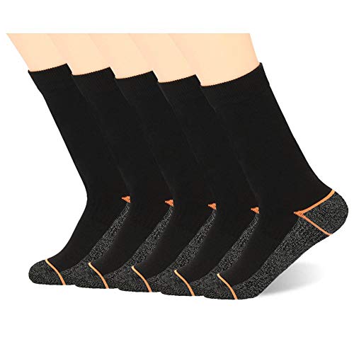 Kodal - Calcetines de deporte - para hombre Crew-negro/naranja-5 pares M