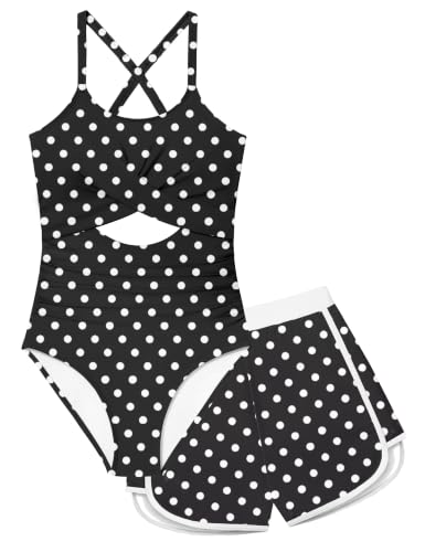 Image of Girl Swimsuit One Piece Cutout Ruched Bathing Suit for Girls Color Block Adjustable Straps Pad Swimwear 9-18y