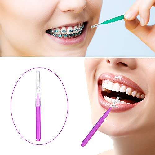 Image of Patelai 100 Pcs Braces Dental Brushes,Attractive Colors,Multiple Sizes | Interdental Toothpick Bristle Dental Picks for Cleaner Tooth Flossing Head Oral Hygiene Flosser Toothpick Cleaners Tooth Tool