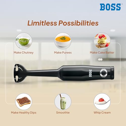 Image of BOSS Classic+ Hand Blender 175W with 3 Stainless Steel Blades & 2 Year Warranty | Black