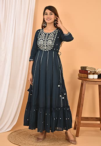 Image of Kaajh Women's Cotton Embroidered Ethnic Dress