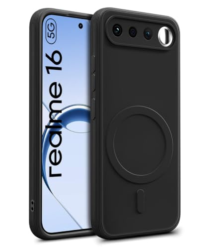 Image of WOW IMAGINE Back Case Cover for Realme 16 5G | Soft Matte Silicone Case| Slim Fit & Shockproof | Camera Protection Bumper Cover (Black)