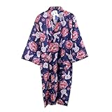 ECHERY Women's Summer Cotton Kimono Robes Floral Pajamas Khan Steamed Bathrobe Yukata