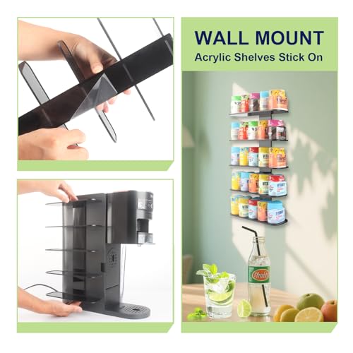 JAYOBGO Flavor Pods Holder for Ninja Thirsty, 5-tier Holds 25 Flavore Water Drops, Self-adhesive, Wall-mounted Storage Holder for Ninja Thirsti Drink System WC1001/WC2002 Soda Machine Flavor Pod Rack - Thumbnail 4