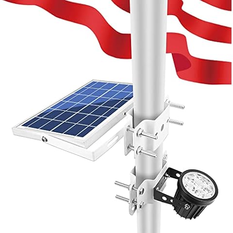 APONUO Solar Flag Pole Light,Solar Powered Flagpole Lights Pole Mount Upgraded Solar Flagpole Lights Outdoor Dusk to Dawn 2 Lighting Mode for Pole(Cool White) Cover