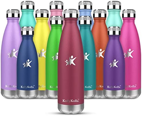 KollyKolla Stainless Steel Water Bottle 500ml, Insulated Water Bottle, Double Walled Vacuum Metal Water Bottles, BPA Free Reusable Sports Drinks Bottle for Kids, Boys, Girls, School, Office, Home