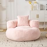 Fiximaster Sitzsack, Sitzsack Erwachsene mit Füllung, Atmungsaktiver Bean Bag aus Weichem Kunstfell in Blütenform, Fauschige Sitzsäcke & Formstabiler Bean Bag Chair für Leseecke & Sitzeck (Rosa)