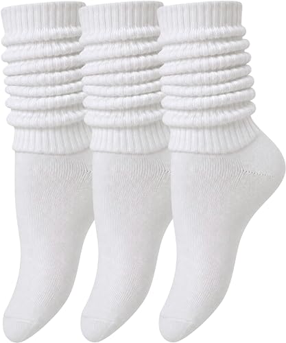 Winterlace 3 Pairs Slouch Socks for Women, Soft Extra Long Scrunch Knee High Sock, Bulk Pack