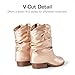 DREAM PAIRS Girls Cowboy Cowgirl Boots 2-in-1 Western Removable Cuff Fold Over Embroidered Fashion Mid Calf Shoes,Size 2 Little Kid,Rose Gold,SDBO2406K