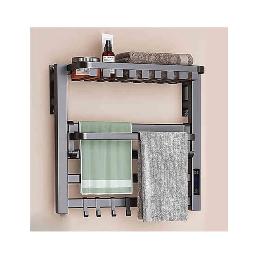 WQPMNYG Secador de Toallas de Aluminio de 45' de línea Derecha, Temperatura Constante, toallero calefactable para baño, enchufable, de Pared con Estante Superior.