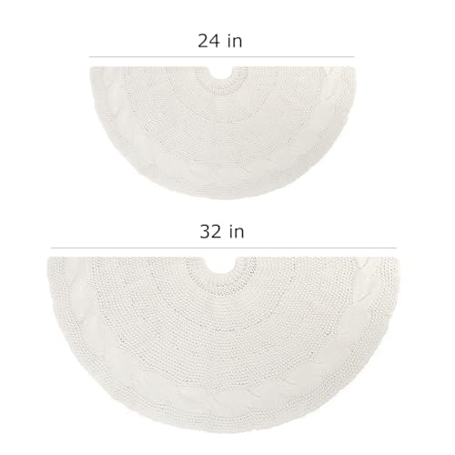 Gmoegeft TSKNIT Christmas Tree Skirt 24 Inches Cable Knitted Thick Knit White Tree Skirts thumb #6