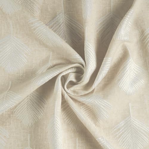 Image of haus & kinder Printed Jacquard Window Curtain 5 Feet Long Pack of 1 Window Curtain, 5 Feet Curtain for Window (Palm Charm, Caramel Nature Design 130x152 CM)