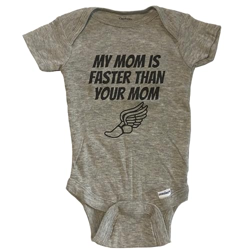 My Mom is Faster Than Your Mom Funny Baby Bodysuit for Child of Runner (100% Cotton)